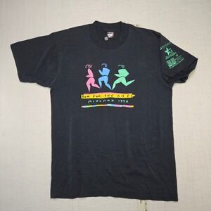 VTG Run For The Arts Midland 1990 T Shirt Screen Stars Black Mens Large USA Made